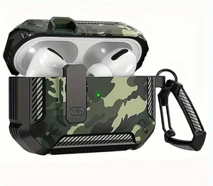 Противоударный чехол с замком iLoungeMax Creative Carbon Fiber Case Deep Green для AirPods Pro 2 - Фото 2