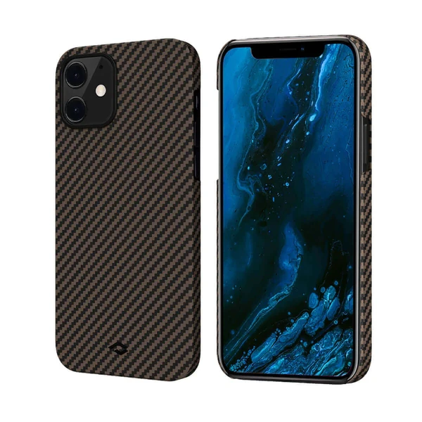 Карбоновий чохол-накладка Pitaka MagEZ Case Black | Gold для iPhone 12 mini