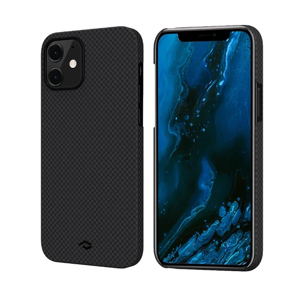 Карбоновий чохол-накладка Pitaka MagEZ Case Black | Grey для iPhone 12 mini