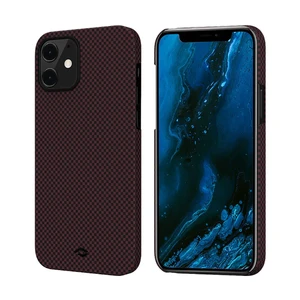 Карбоновий чохол-накладка Pitaka MagEZ Case Black | Red (Plain) для iPhone 12 mini KI1204 - Фото 1