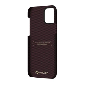 Карбоновий чохол-накладка Pitaka MagEZ Case Black | Red (Plain) для iPhone 12 mini - Фото 2