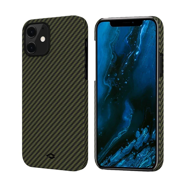 Карбоновий чохол-накладка Pitaka MagEZ Case Black | Yellow для iPhone 12 mini