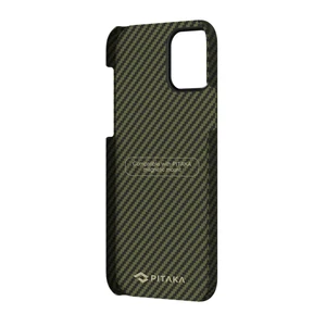 Карбоновый чехол-накладка Pitaka MagEZ Case Black | Yellow для iPhone 12 mini - Фото 2