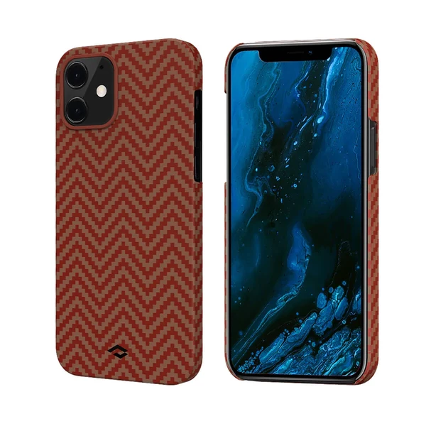 Карбоновий чохол-накладка Pitaka MagEZ Case Red | Orange для iPhone 12 у Рівному