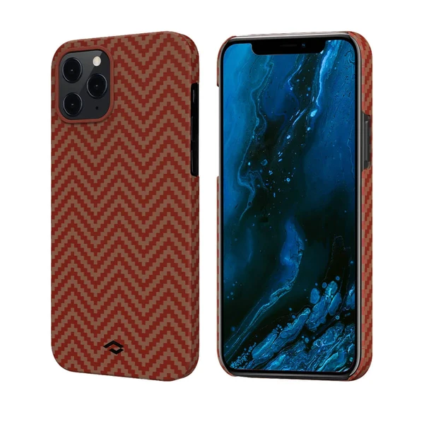 Карбоновий чохол-накладка Pitaka MagEZ Case Red | Orange для iPhone 12 Pro Max
