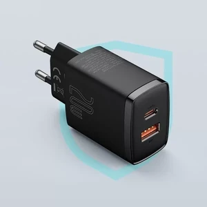 Сетевое зарядное устройство Baseus Compact Quick Charger QC + PD Type-C + USB 20W Black - Фото 8