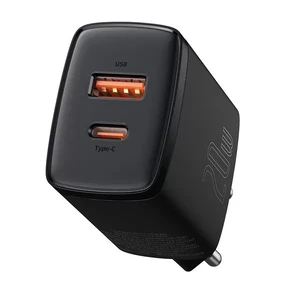 Мережевий зарядний пристрій Baseus Compact Quick Charger QC + PD Type-C + USB 20W Black
