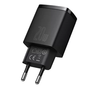 Сетевое зарядное устройство Baseus Compact Quick Charger QC + PD Type-C + USB 20W Black - Фото 3