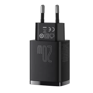 Сетевое зарядное устройство Baseus Compact Quick Charger QC + PD Type-C + USB 20W Black - Фото 4