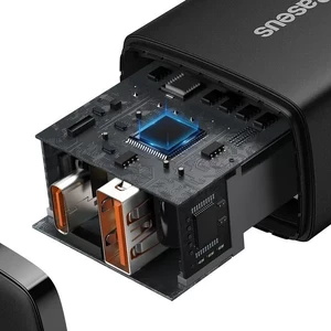 Сетевое зарядное устройство Baseus Compact Quick Charger QC + PD Type-C + USB 20W Black - Фото 5
