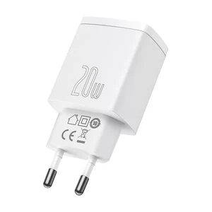 Мережевий зарядний пристрій Baseus Compact Quick Charger QC + PD Type-C + USB 20W Black White - Фото 3