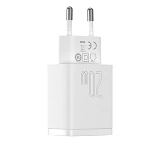 Мережевий зарядний пристрій Baseus Compact Quick Charger QC + PD Type-C + USB 20W Black White - Фото 4