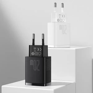 Мережевий зарядний пристрій Baseus Compact Quick Charger QC + PD Type-C + USB 20W Black White - Фото 7