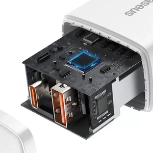 Мережевий зарядний пристрій Baseus Compact Quick Charger QC + PD Type-C + USB 20W Black White - Фото 5
