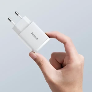 Мережевий зарядний пристрій Baseus Compact Quick Charger QC + PD Type-C + USB 20W Black White - Фото 8