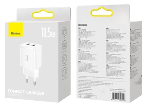 Зарядное устройство Baseus Compact Charger 2U для iPhone/iPad, мощность 10.5W (EU) White - Фото 9