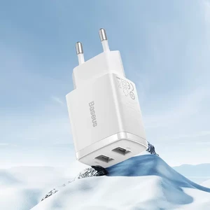Зарядное устройство Baseus Compact Charger 2U для iPhone/iPad, мощность 10.5W (EU) White - Фото 2