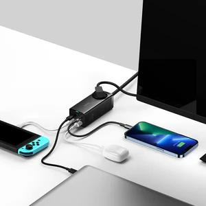 Зарядка-удлинитель Baseus GaN3 Pro PowerStrip Fast Charger AC + 2USB + 2USB-C 65W Black (1.5m) - Фото 6