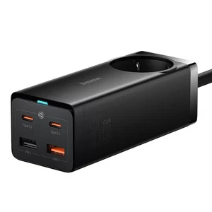 Зарядка-удлинитель Baseus GaN3 Pro PowerStrip Fast Charger AC + 2USB + 2USB-C 65W Black (1.5m)