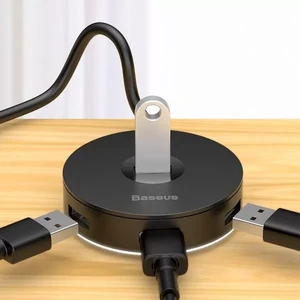 Хаб (адаптер) USB-A 3.0 для ноутбука/ПК с 4x USB-A, microUSB для флешок, клавиатуры и мыши | Baseus Round Box Black - Фото 4