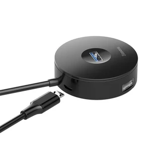 Хаб (адаптер) USB-A 3.0 для ноутбука/ПК с 4x USB-A, microUSB для флешок, клавиатуры и мыши | Baseus Round Box Black - Фото 13