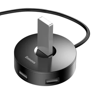 Хаб (адаптер) USB-A 3.0 для ноутбука/ПК с 4x USB-A, microUSB для флешок, клавиатуры и мыши | Baseus Round Box Black - Фото 7