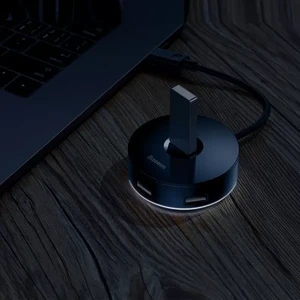Хаб (адаптер) USB-A 3.0 для ноутбука/ПК с 4x USB-A, microUSB для флешок, клавиатуры и мыши | Baseus Round Box Black - Фото 11