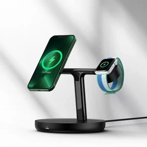 Док-станция Baseus Swan 3-in-1 Magnetic Wireless Qi Charging Stand MagSafe 20W Black для iPhone | AirPods | Apple Watch - Фото 6