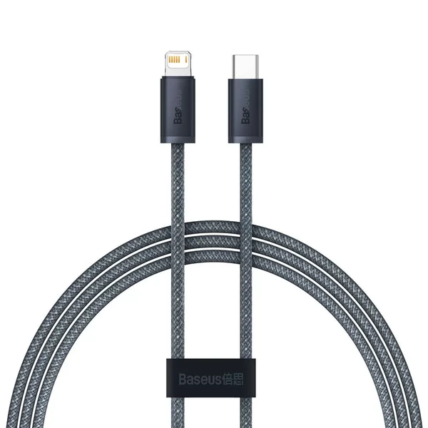 Нейлоновий кабель Baseus Type-C to Lightning для швидкої зарядки iPhone 20W (1m) Slate Gray