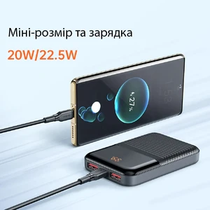 Повербанк с дисплеем для iPhone/телефона/планшета, 10000mAh, с быстрой зарядкой 22.5W PD, разъемами USB-C и 2x USB-A | Mcdodo Moon Series Black - Фото 2