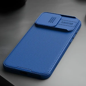 Противоударный чехол со шторкой для камеры Nillkin CamShield Pro Blue для iPhone 15 Pro - Фото 4