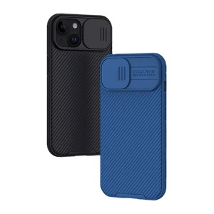 Противоударный чехол со шторкой для камеры Nillkin CamShield Pro Blue для iPhone 15 - Фото 3