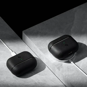 Противоударный чехол Pitaka MagEZ Twill 600D Black/Grey для AirPods 3 - Фото 5