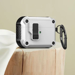 Противоударный чехол с замком iLoungeMax Creative Carbon Fiber Case White для AirPods 3 - Фото 2
