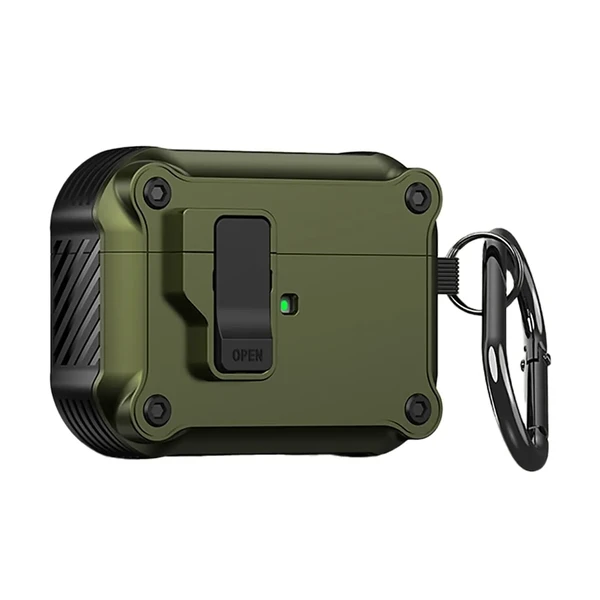 Протиударний чохол з замком iLoungeMax Creative Carbon Fiber Case Olive для AirPods Pro 2