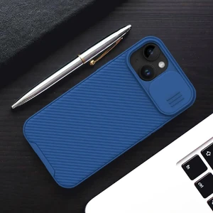 Противоударный чехол со шторкой для камеры Nillkin CamShield Pro Blue для iPhone 15 - Фото 4