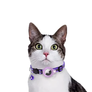 Нашийник для котів та собак з тримачем Apple AirTag та дзвіночком | iLoungeMax Cat Bell Collar Purple - Фото 2