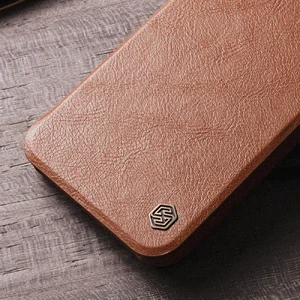 Шкіряний чохол-книжка зі шторкою для камери Nillkin Qin Pro Leather Brown для iPhone 15 Plus - Фото 9