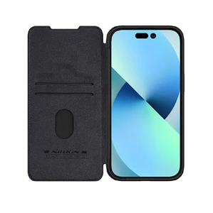 Шкіряний чохол-книжка зі шторкою для камери Nillkin Qin Pro Leather Black для iPhone 15 Pro