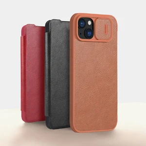 Шкіряний чохол-книжка зі шторкою для камери Nillkin Qin Pro Leather Red для iPhone 15 - Фото 8