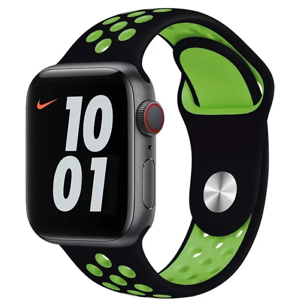 Ремешок iLoungeMax Nike Sport Band Black | Green для Apple Watch 41mm | 40mm | 38mm  OEM