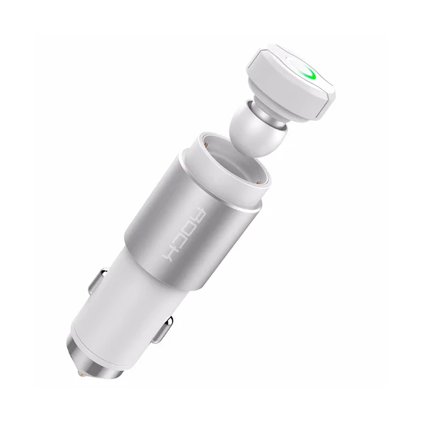 Автозарядка ROCK Hammer White з вбудованою Bluetooth-гарнітурою у Житомирі