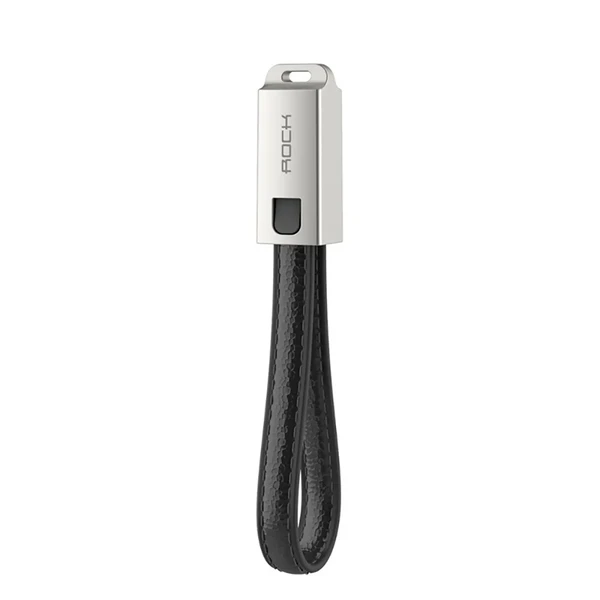 Шкіряний брелок-кабель ROCK Lightning Leather Cable with Keychain Black