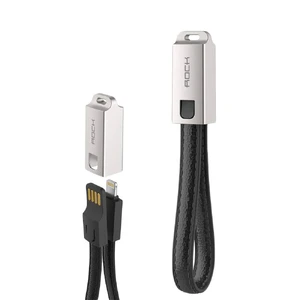 Шкіряний брелок-кабель ROCK Lightning Leather Cable with Keychain Black - Фото 2