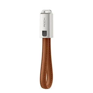 Шкіряний брелок-кабель ROCK Lightning Leather Cable with Keychain Brown RCB0482 - Фото 1