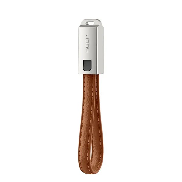 Шкіряний брелок-кабель ROCK Lightning Leather Cable with Keychain Brown