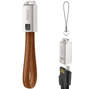 Шкіряний брелок-кабель ROCK Lightning Leather Cable with Keychain Brown - Фото 2