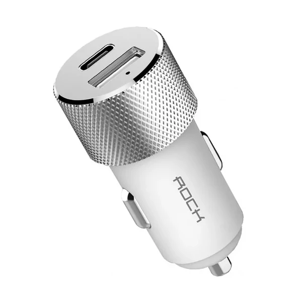 Автозарядка ROCK Sitor USB Type-C White у Житомирі