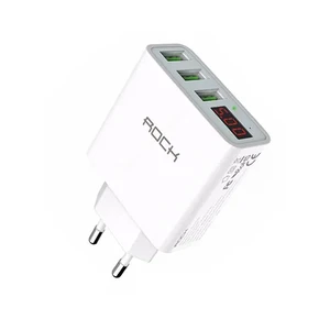 Зарядное устройство с дисплеем ROCK T14 3 USB Travel Charger White - Фото 2