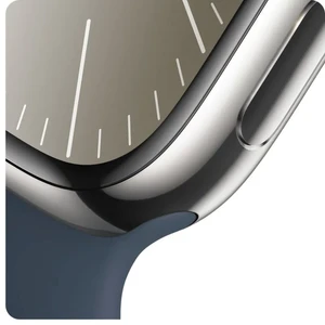 Смарт-часы Apple Watch Series 9 GPS + Cellular 45mm Silver Stainless Steel Case с Storm Blue Sport Band (MRMP3) - Фото 4